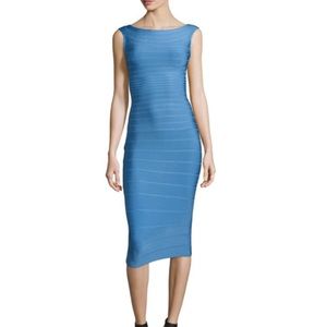 Herve Leger Sleeveless Bateau-Neck Bandage Dress